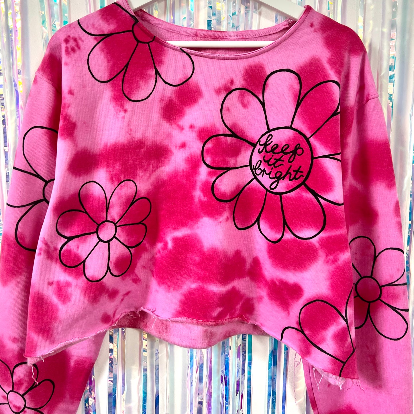 flower power tie-dye crop sweatshirt