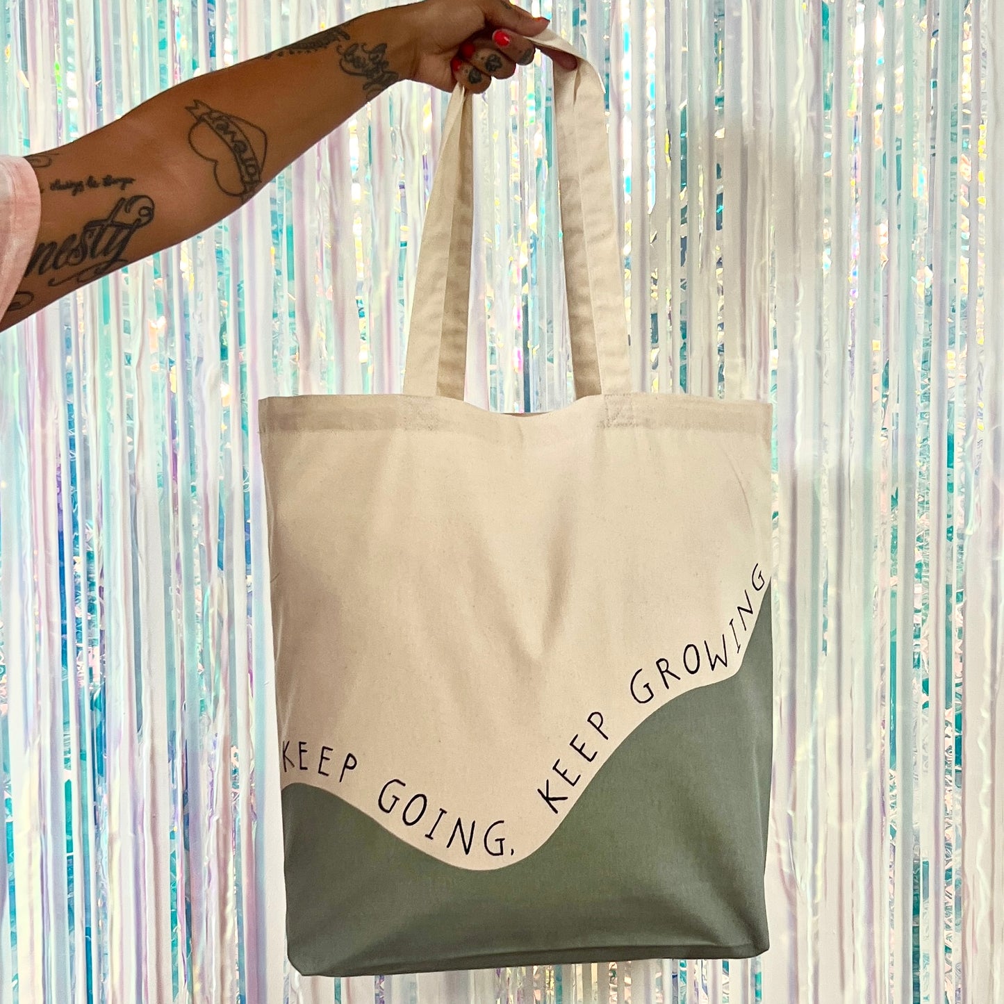 keep going, keep growing tote bag - green