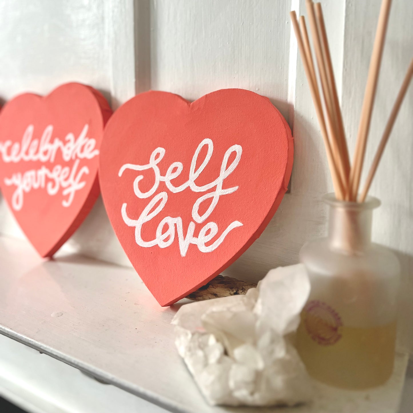 mini heart canvases