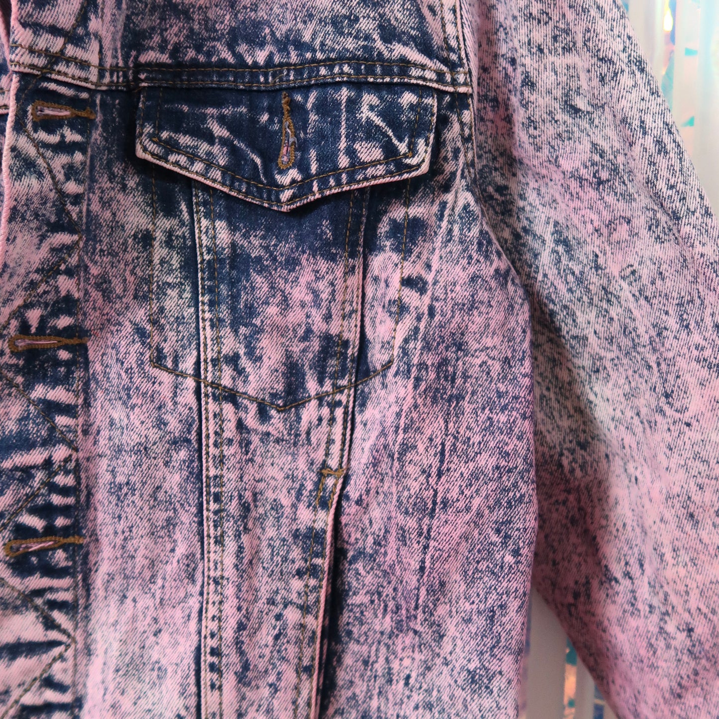 keep it bright pink acid wash denim jacket