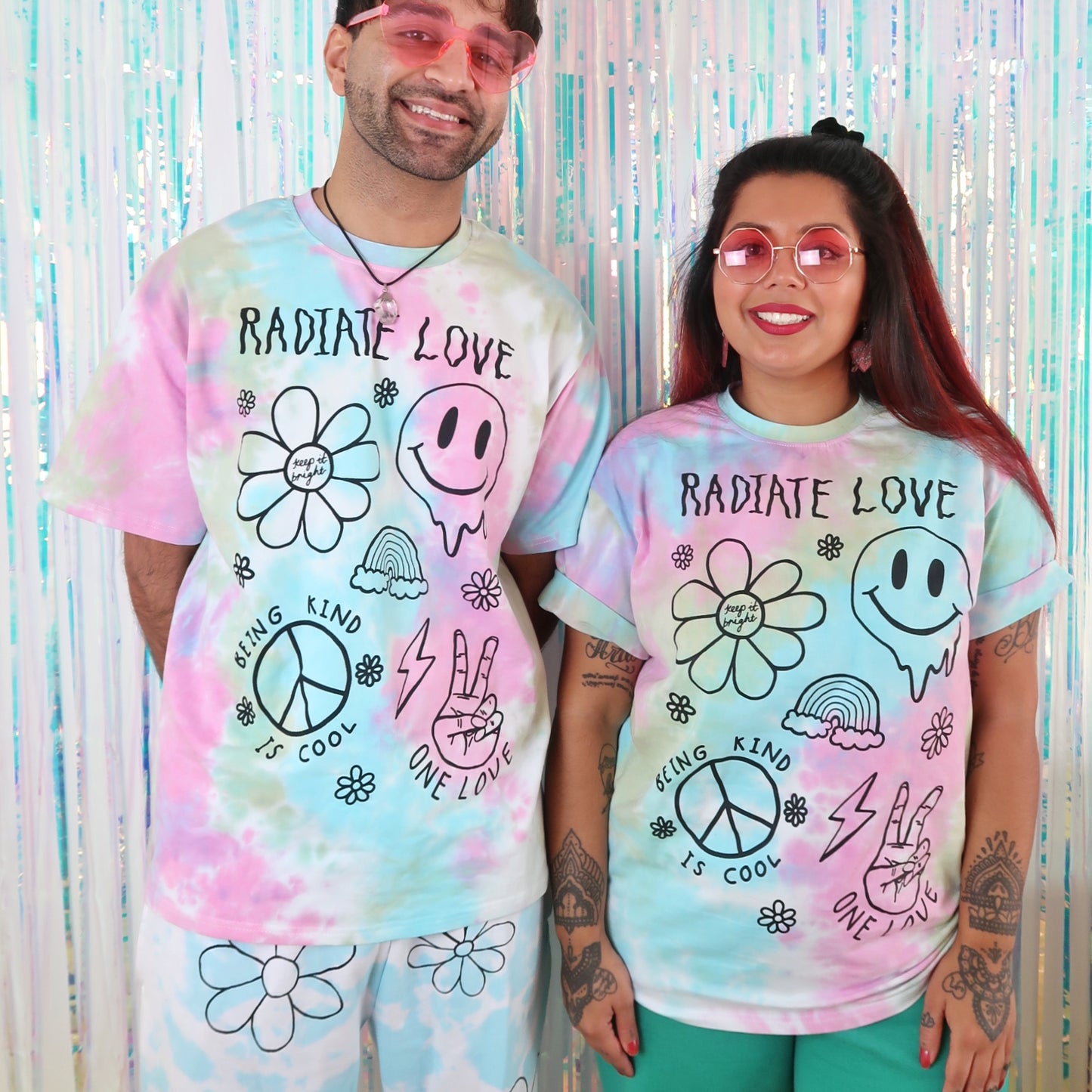 hippie heart tie-dye t-shirt - pastel