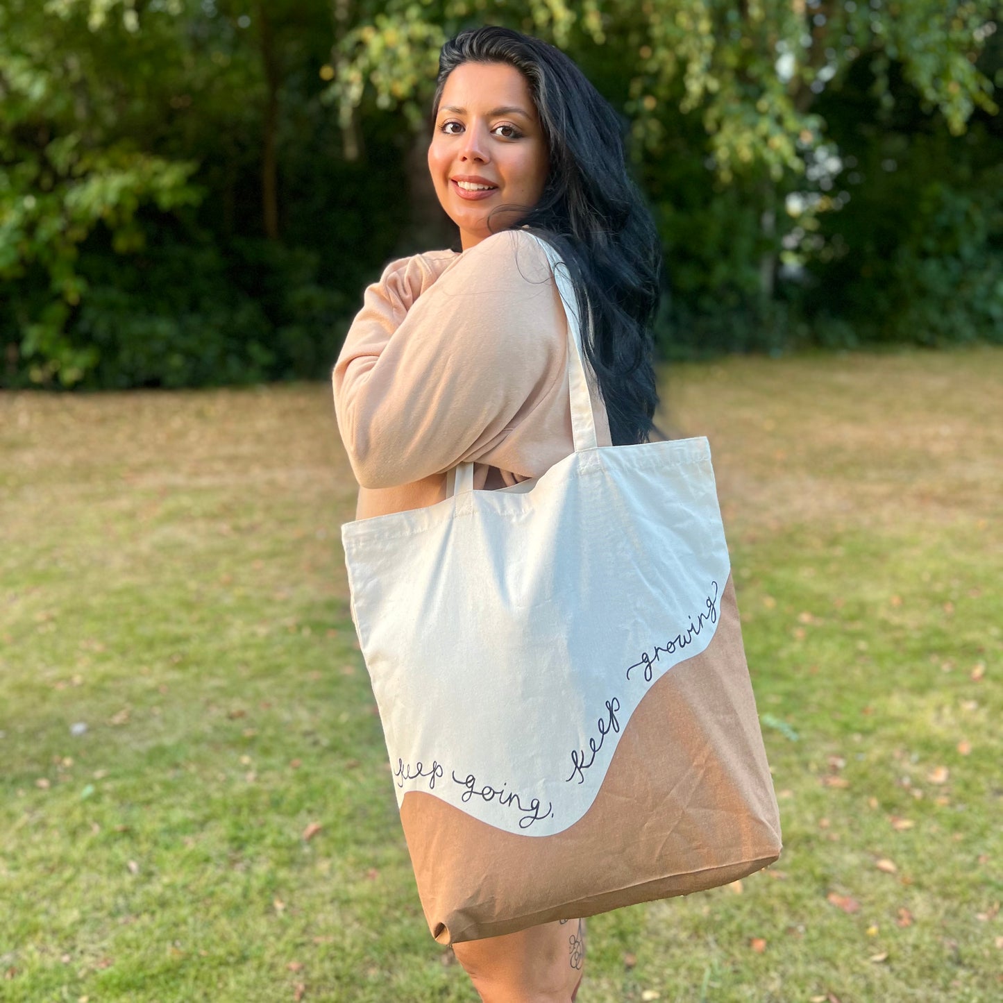 keep going, keep growing tote bag - tan