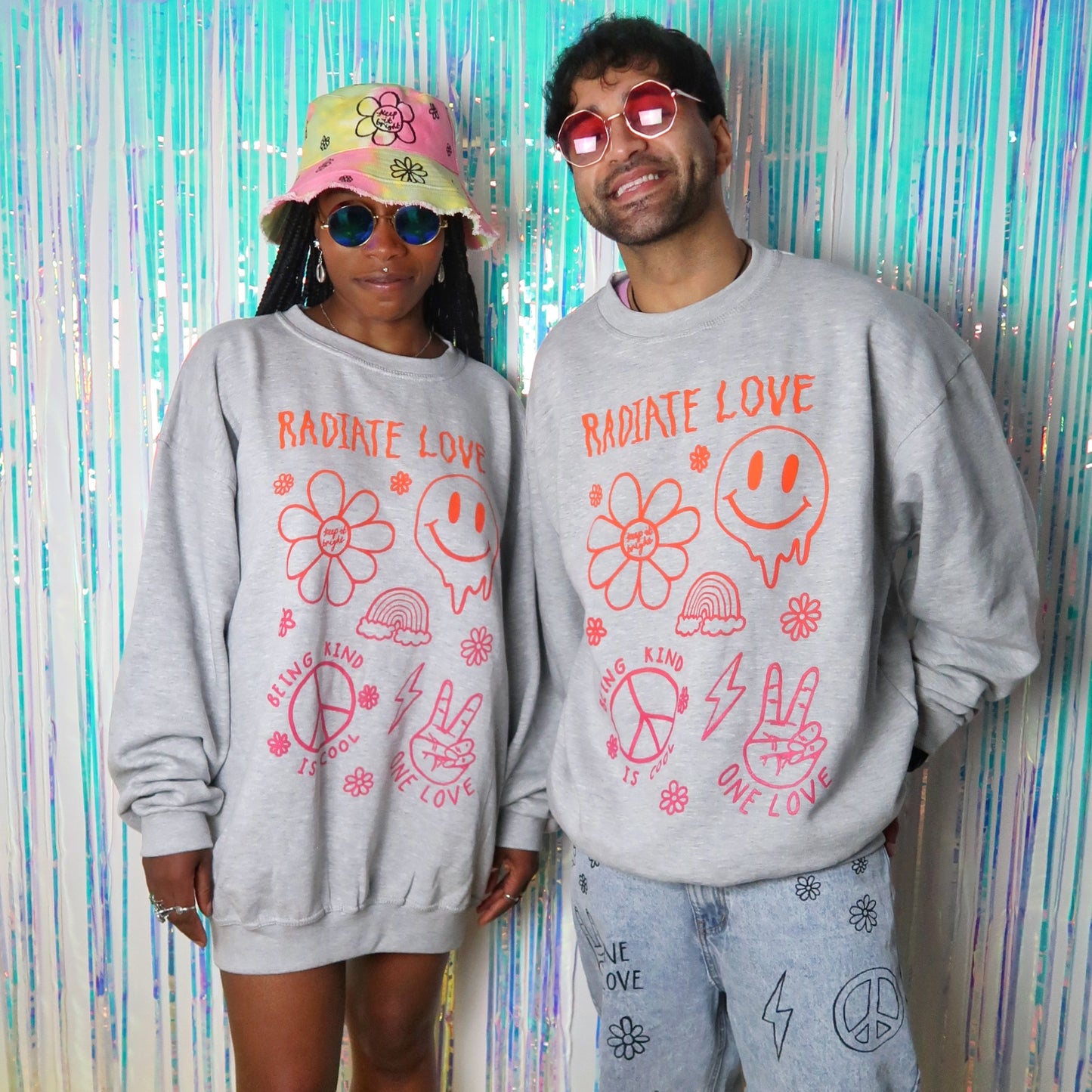 hippie heart sweatshirt - light grey