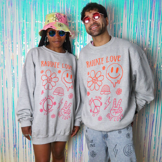 hippie heart colour blend sweatshirt - grey