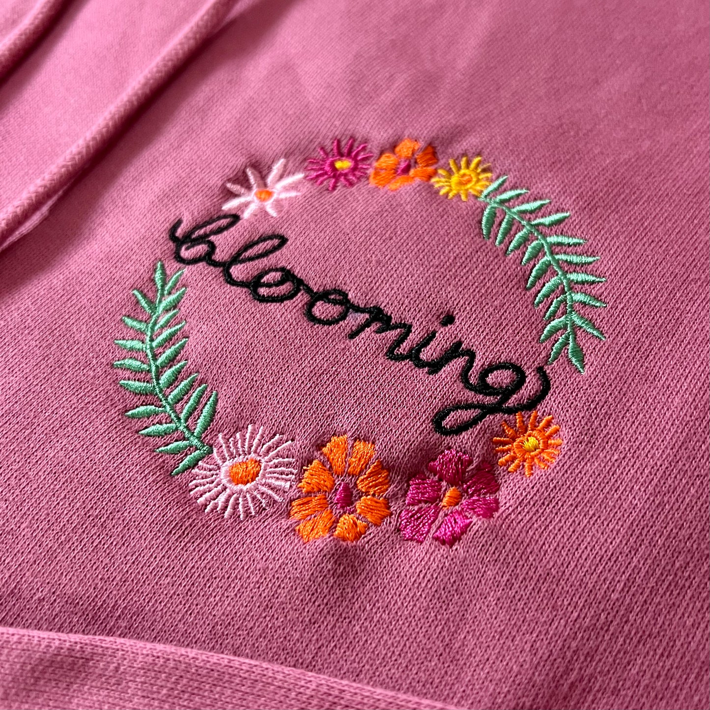blooming embroidered hoodie - deep pink