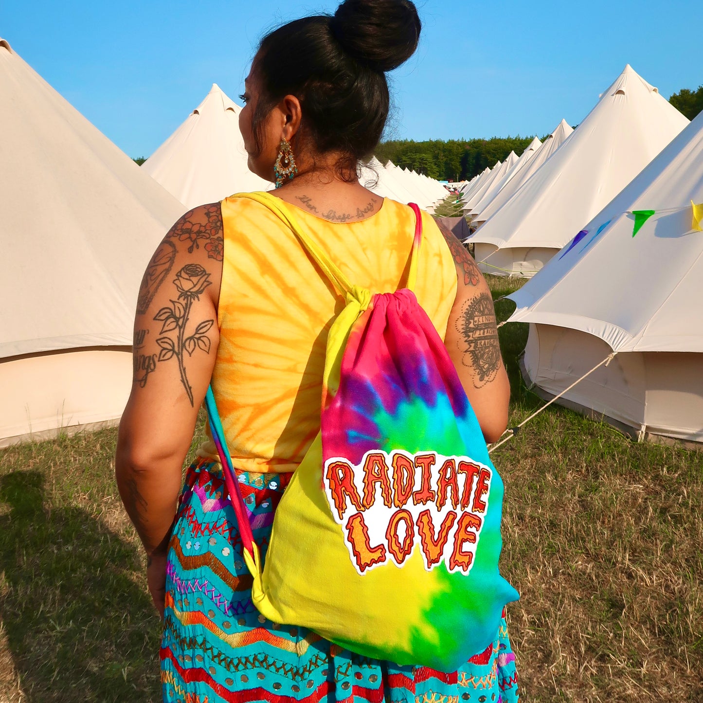 radiate love tie dye bag