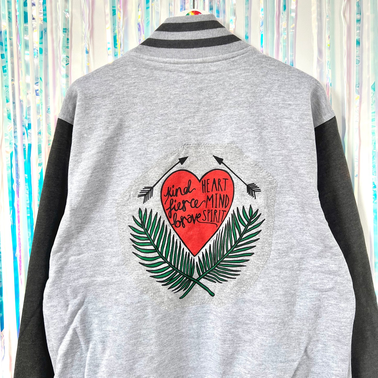 kind heart, fierce mind, brave spirit varsity jacket