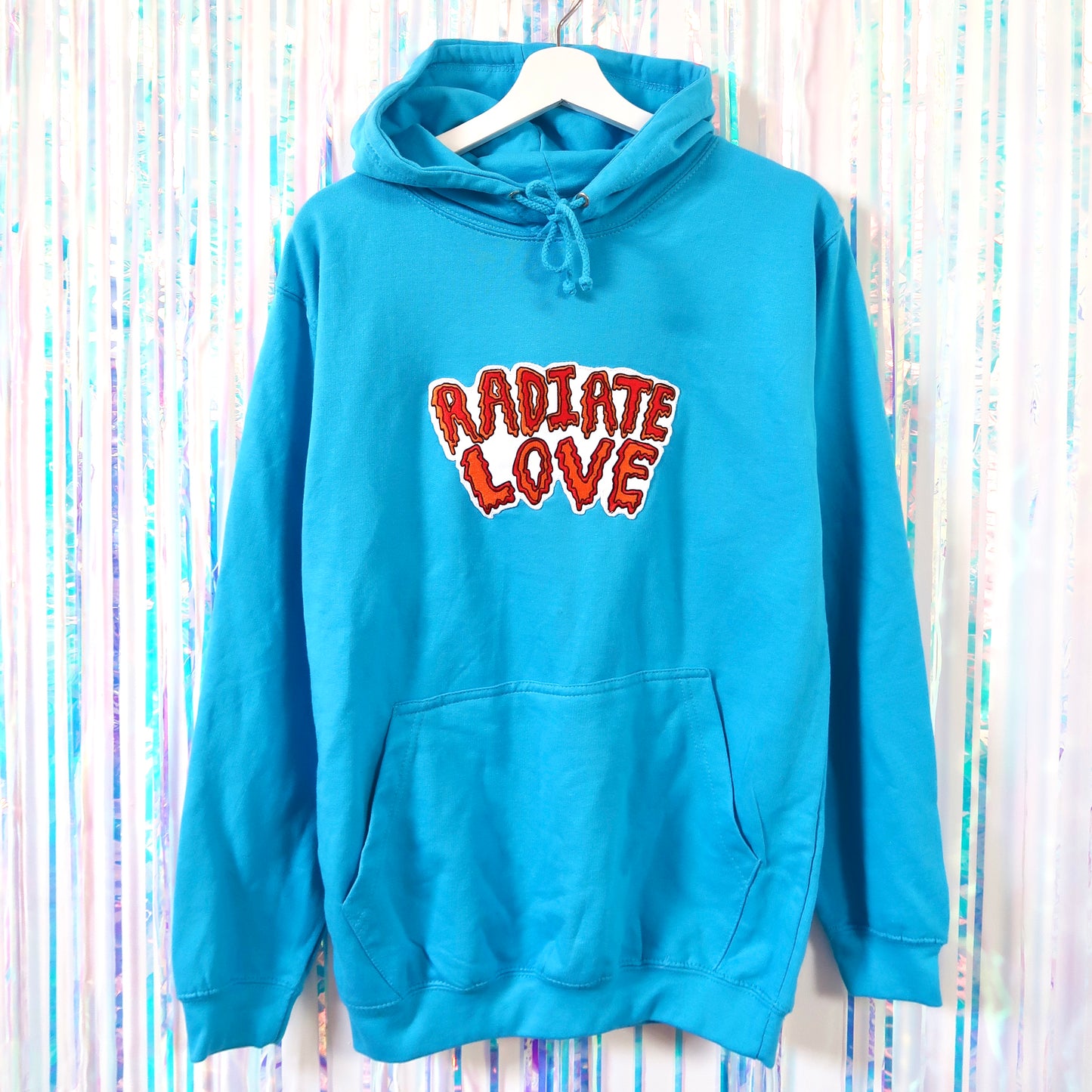 radiate love embroidered hoodie - bright blue