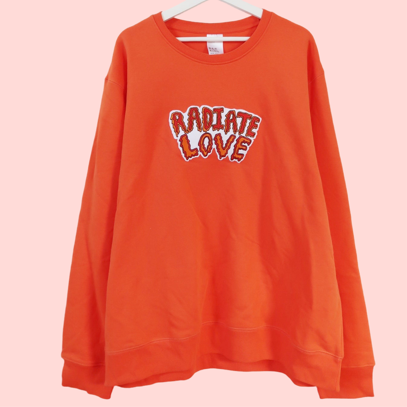radiate love embroidered sweatshirt orange Keep It Bright