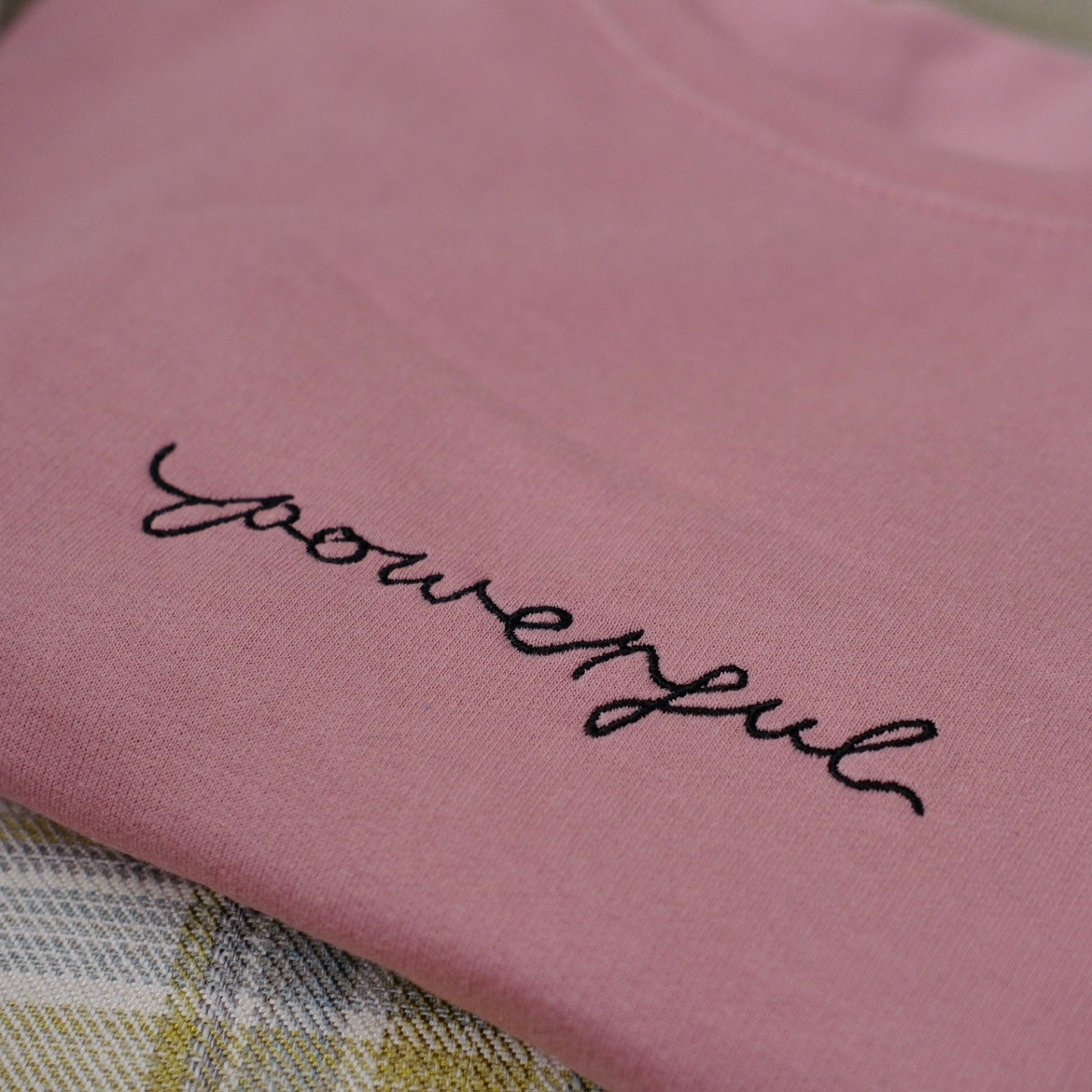 powerful embroidered crop sweatshirt - dusky pink