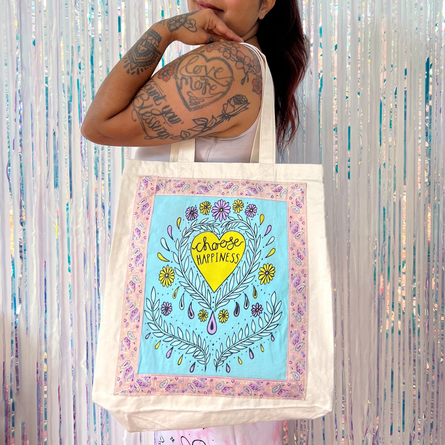 choose happiness tote bag - blue
