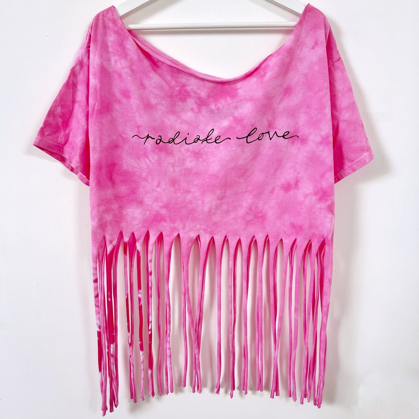 radiate love tie-dye tassel top