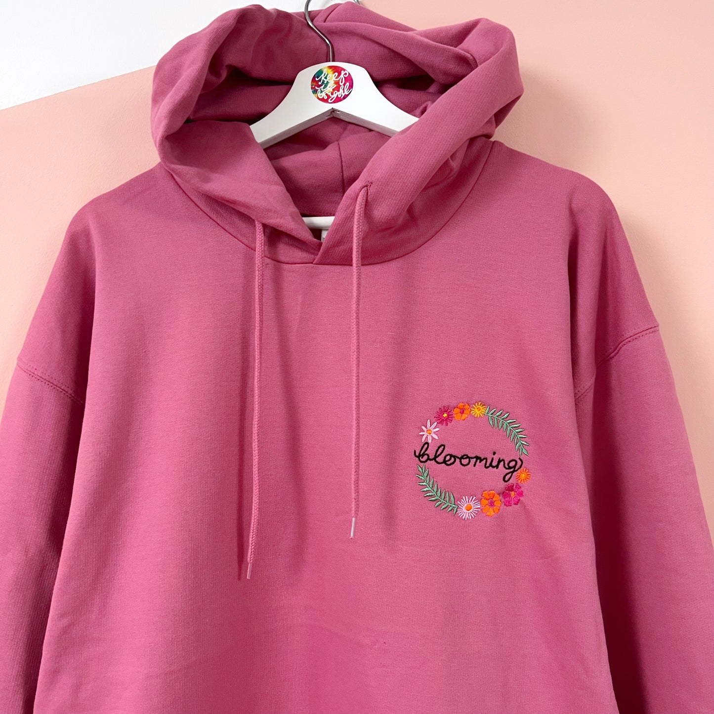 blooming embroidered hoodie - deep pink