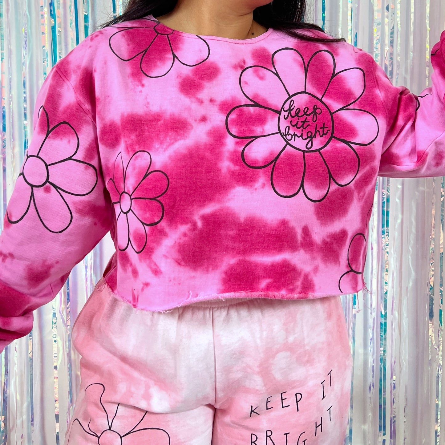 flower power tie-dye crop sweatshirt