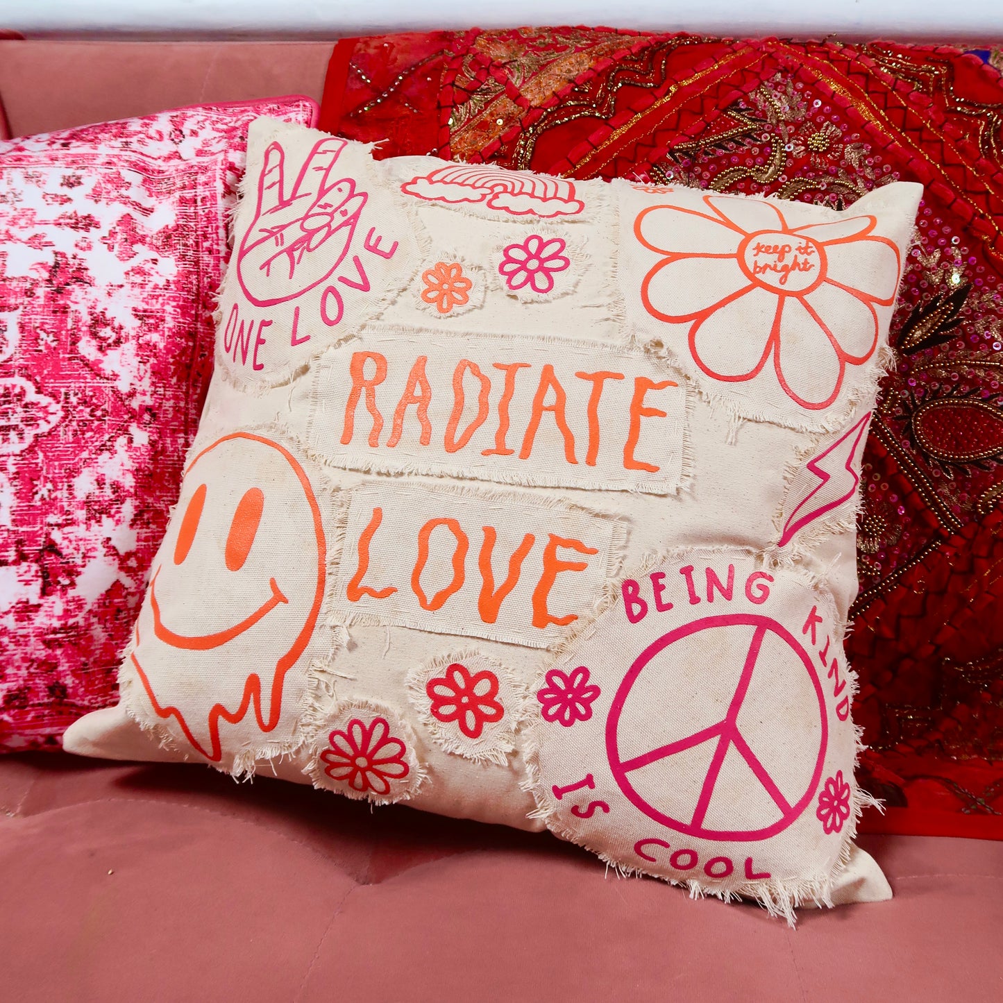 hippie heart cushion