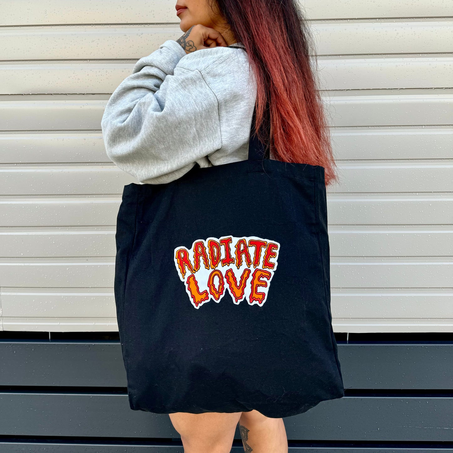 radiate love large tote bag