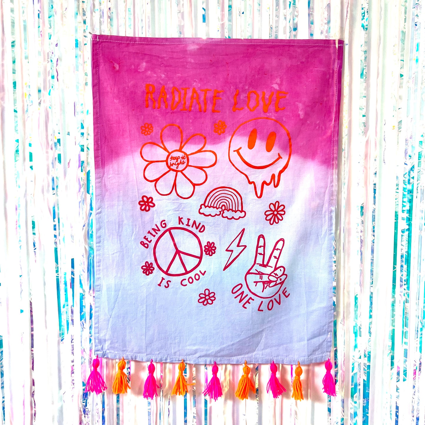 hippie heart tie dye wall hanging - slushie