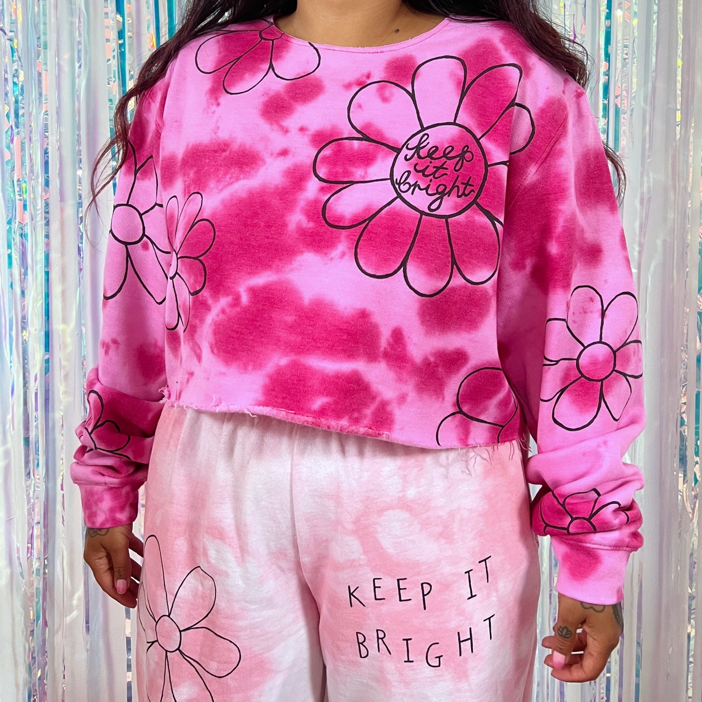 flower power tie-dye crop sweatshirt