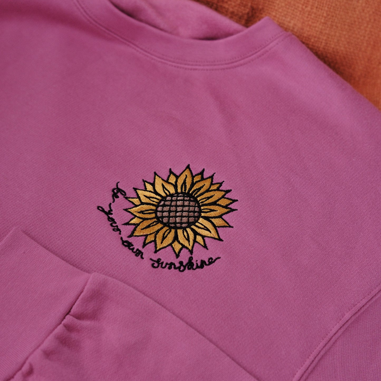 be your own sunshine embroidered sweatshirt - deep pink