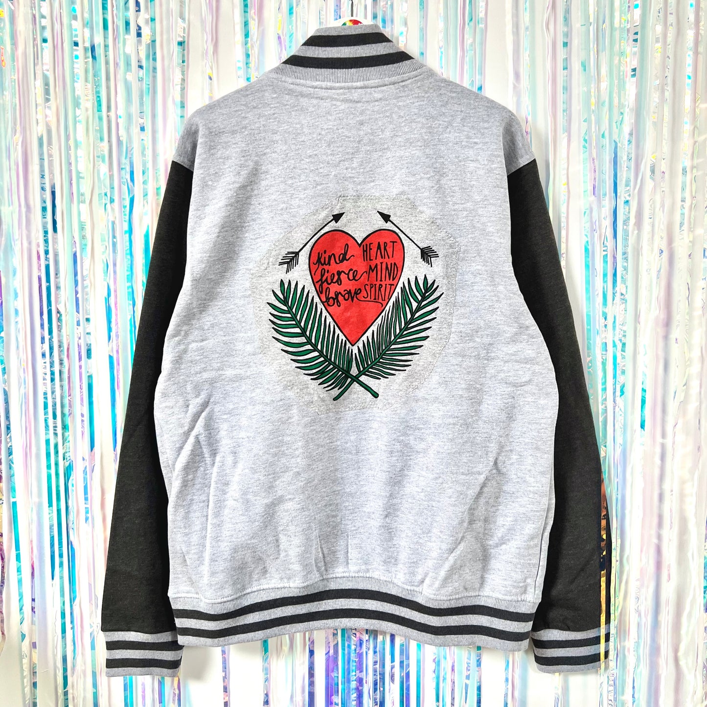 kind heart, fierce mind, brave spirit varsity jacket