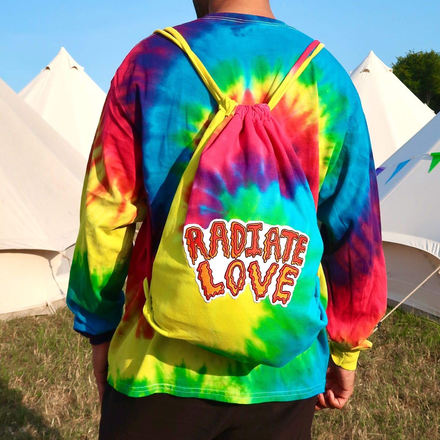 radiate love tie dye bag
