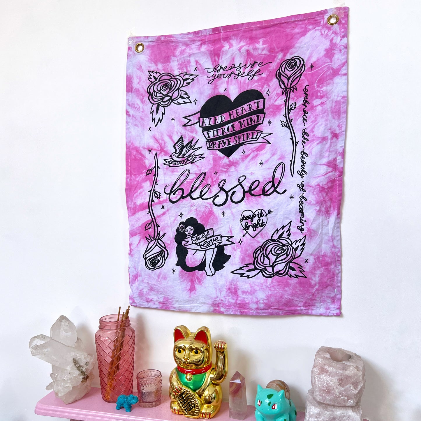 tattoo flash wall hanging - candy floss
