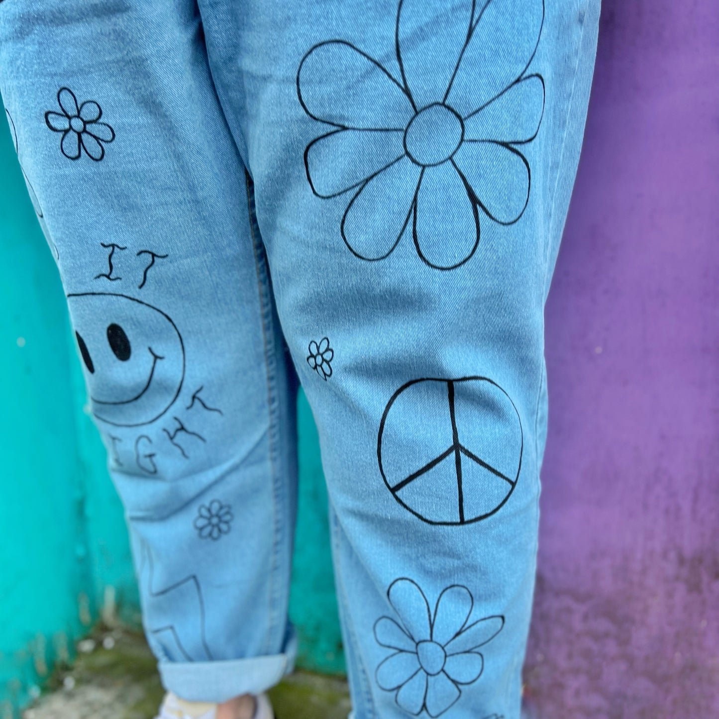 hippie heart mom jeans - plus size