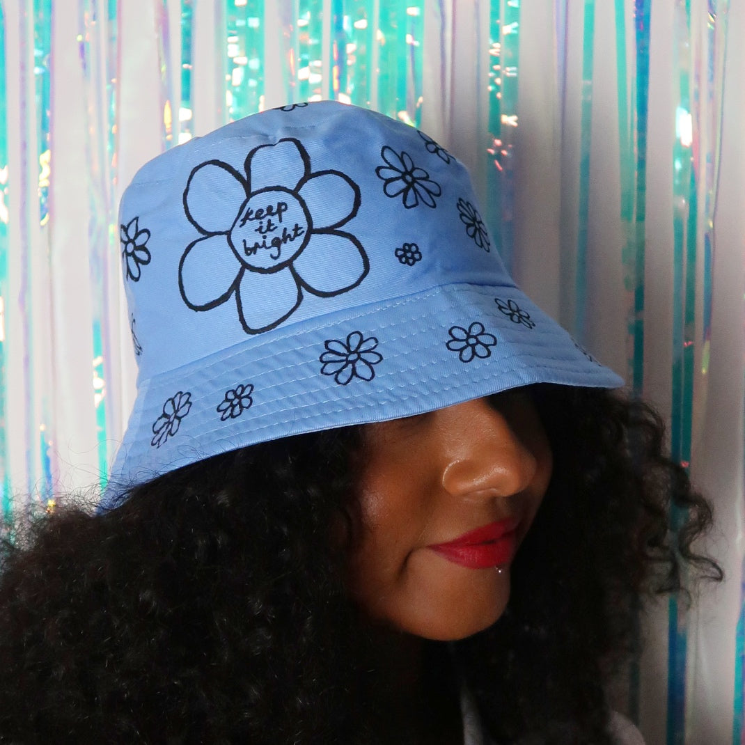 hippie heart bucket hat - blue v.2