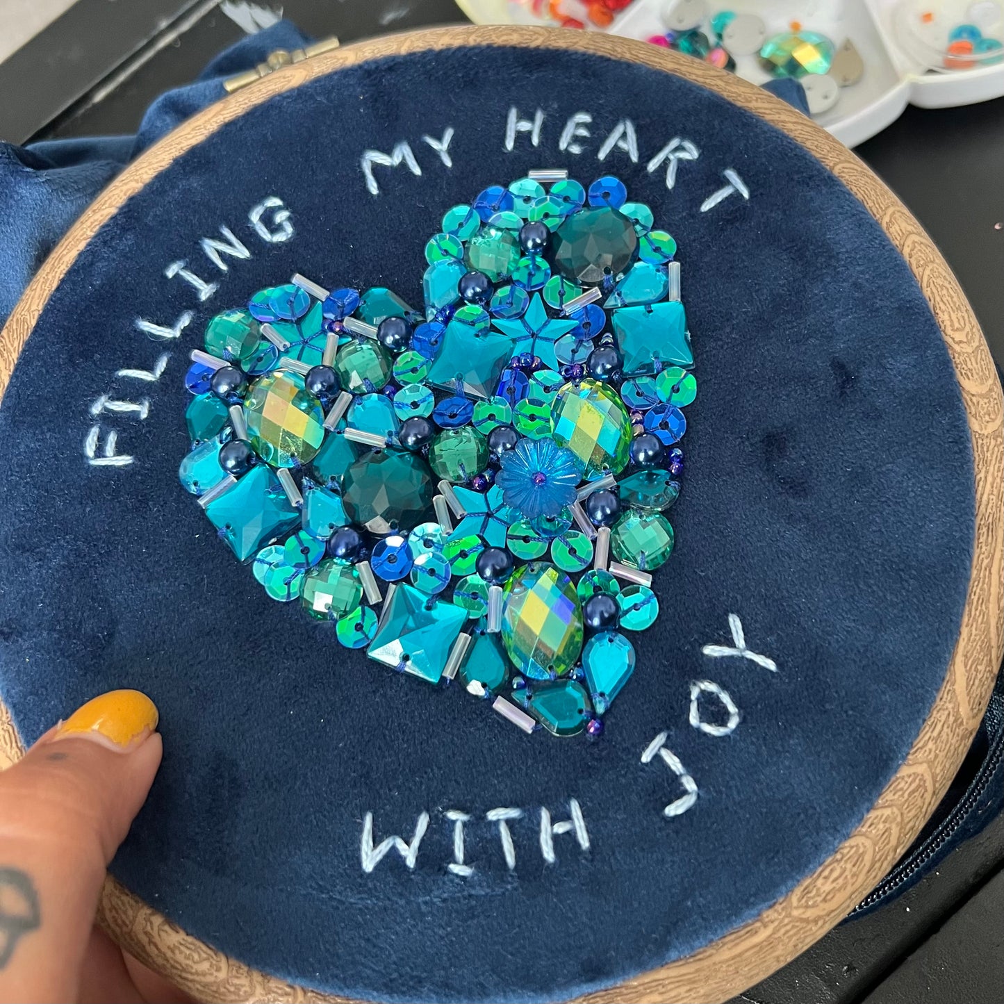 filling my heart with joy embellished cushion