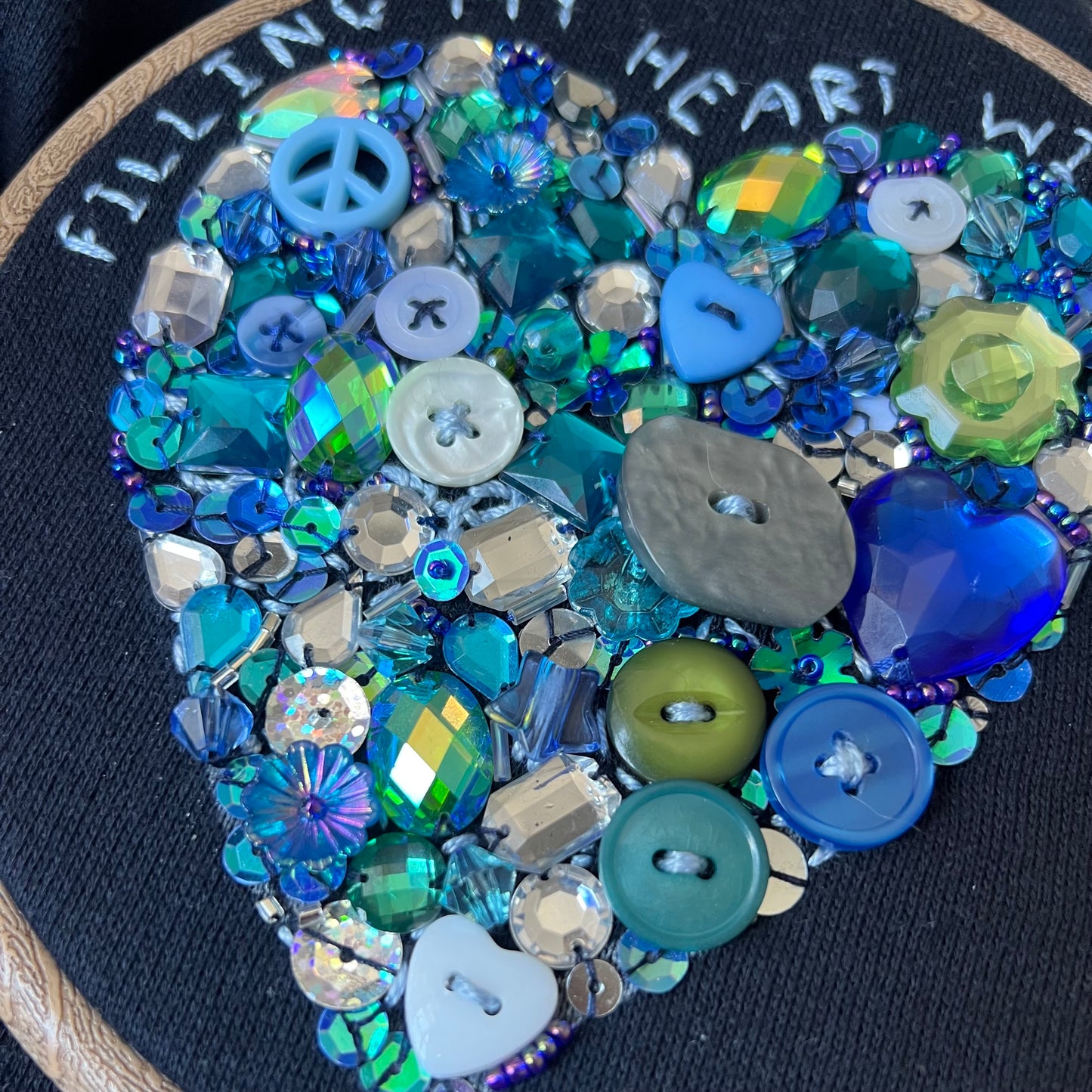filling my heart with joy - hand-embellished sweatshirt - navy