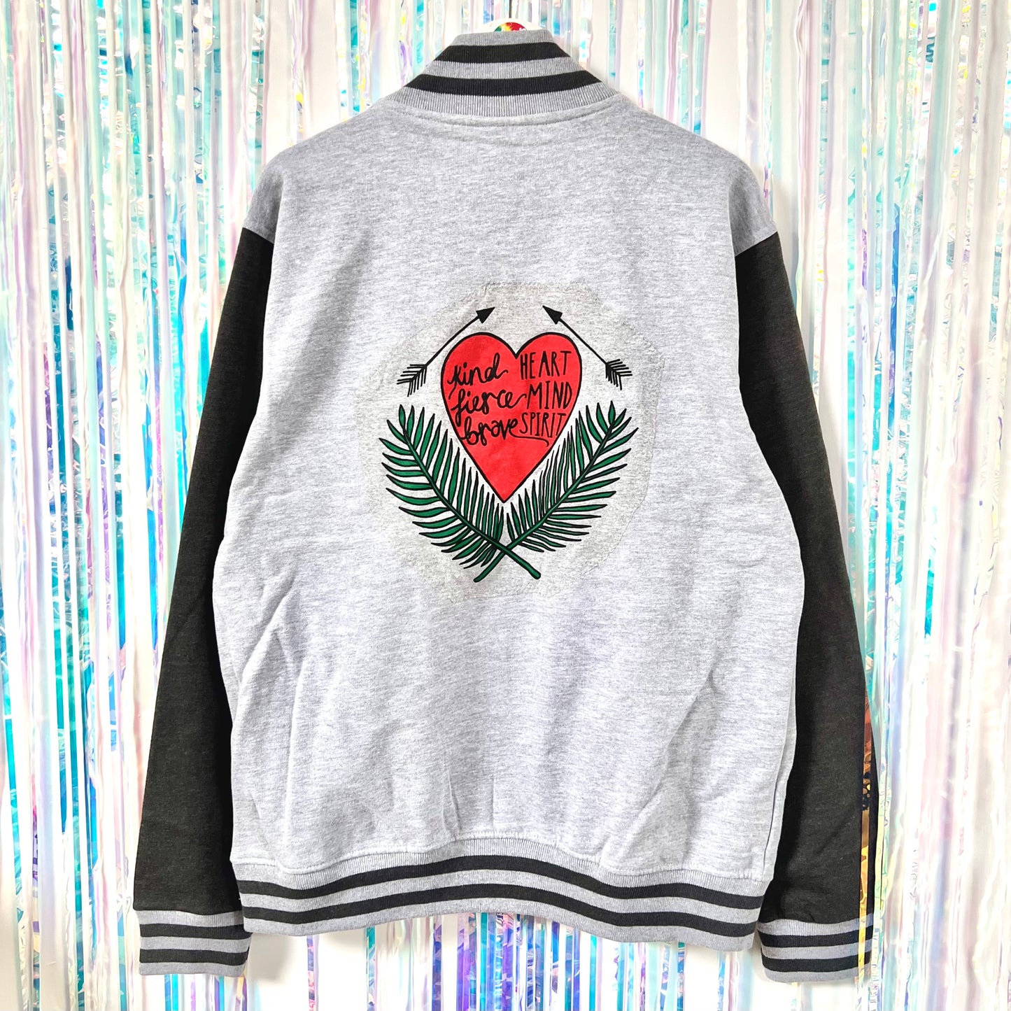 kind heart, fierce mind, brave spirit varsity jacket