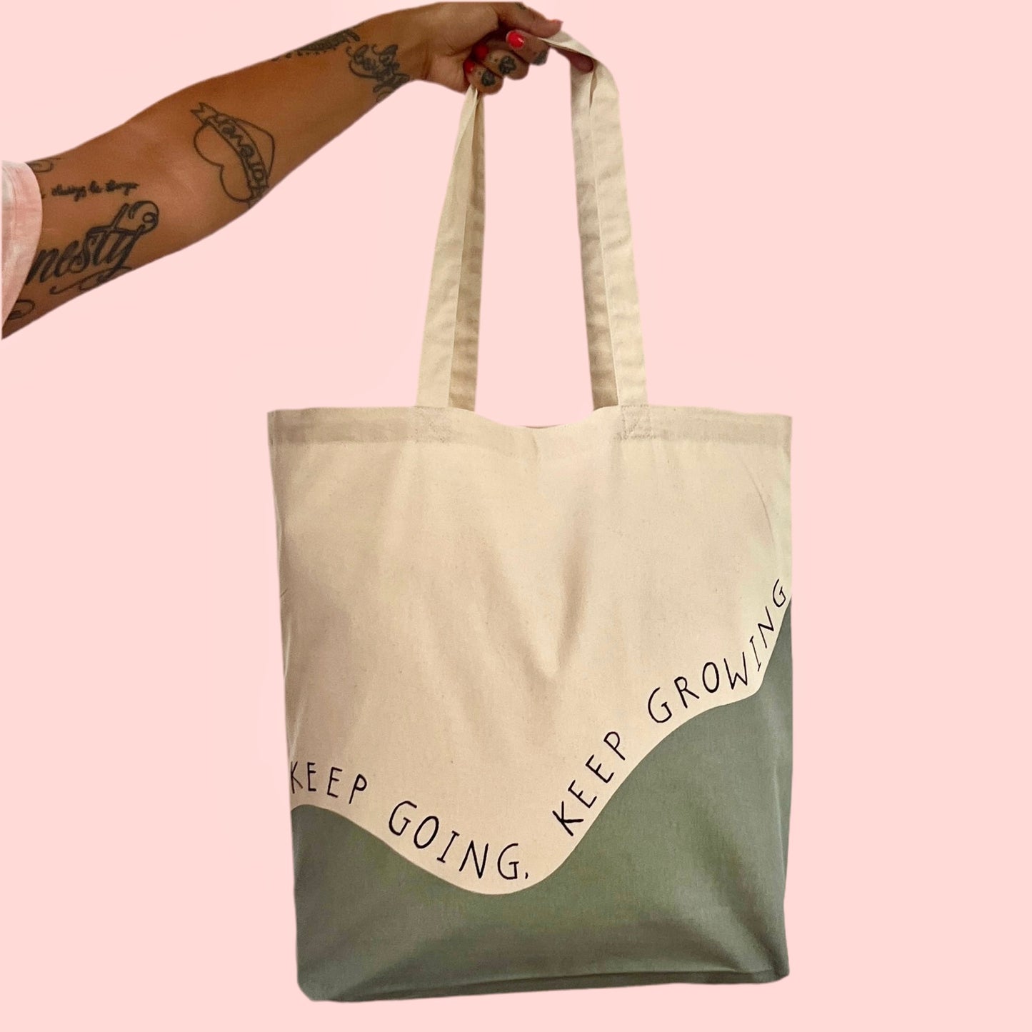 keep going, keep growing tote bag - green
