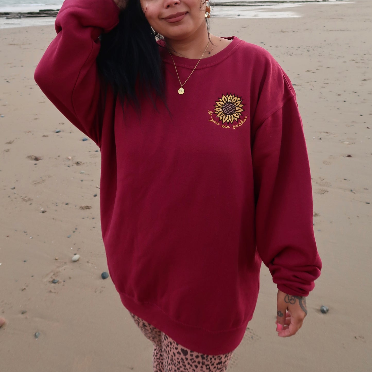 be your own sunshine embroidered sweatshirt - burgundy