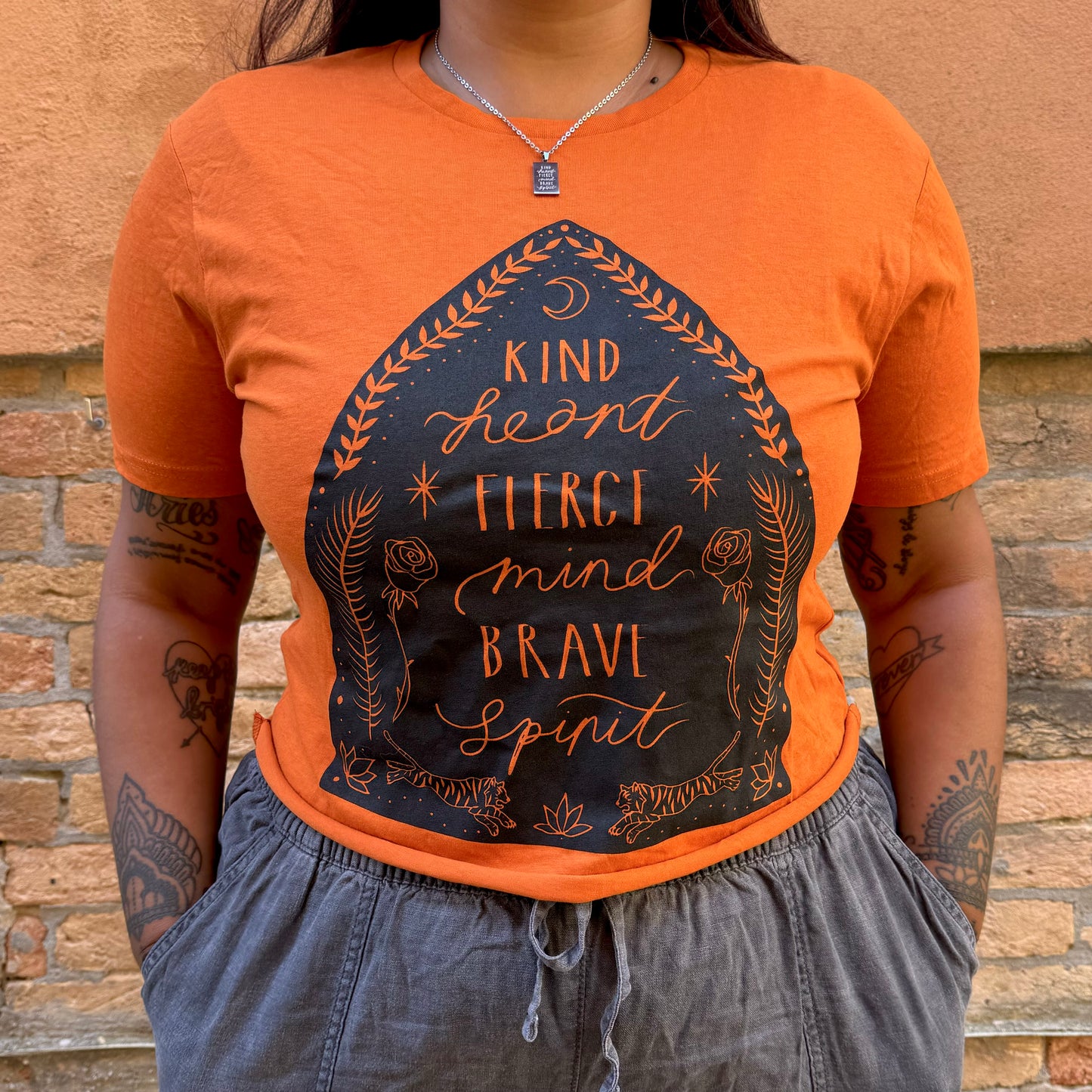 kind heart, fierce mind, brave spirit t-shirt - orange