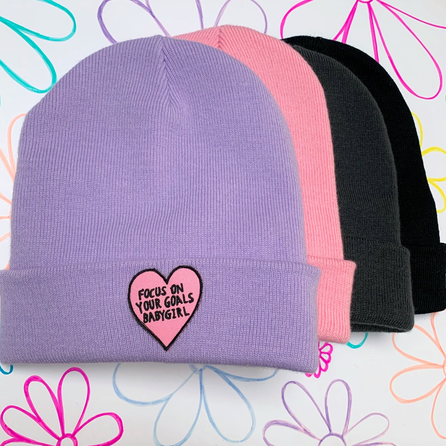 focus on your goals babygirl beanie hats