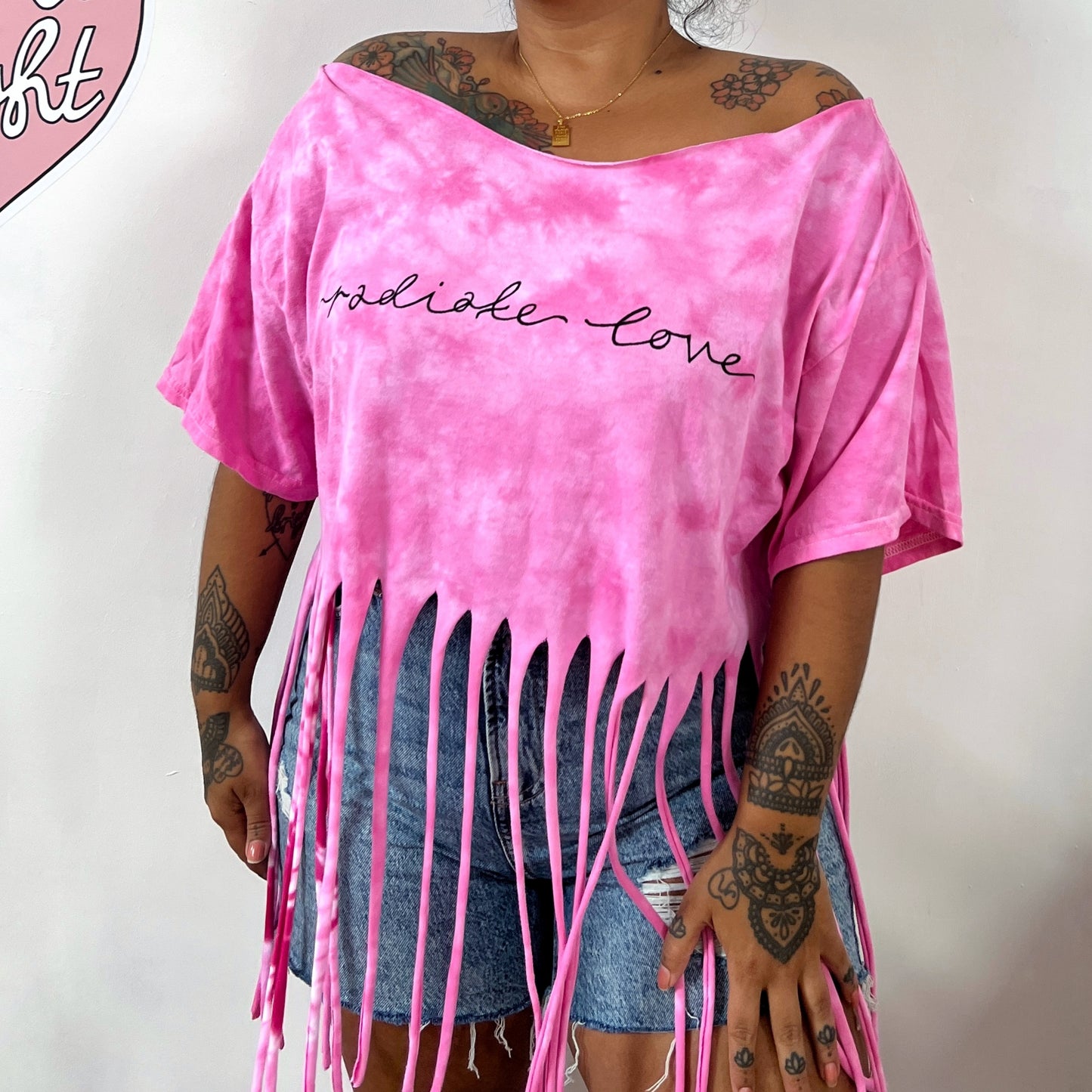 radiate love tie-dye tassel top