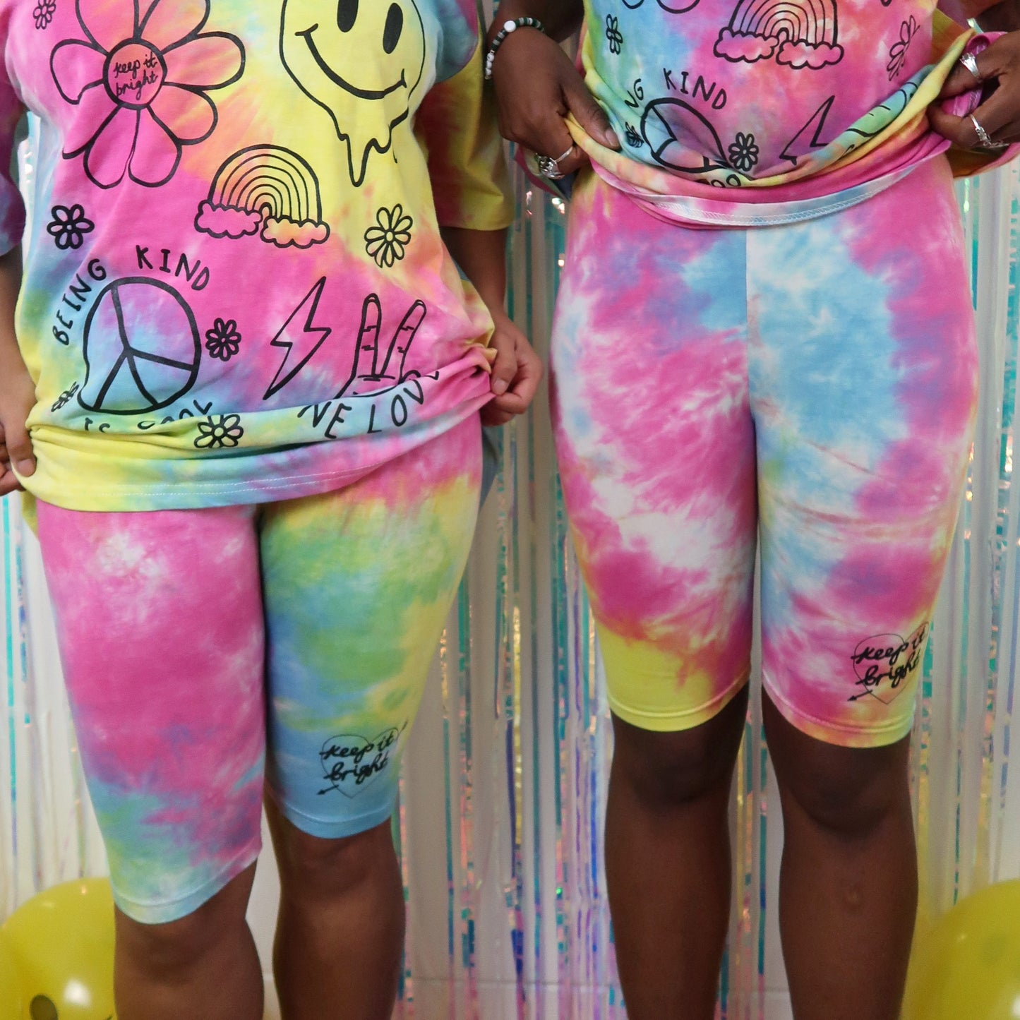 keep it bright tie-dye legging shorts - brights