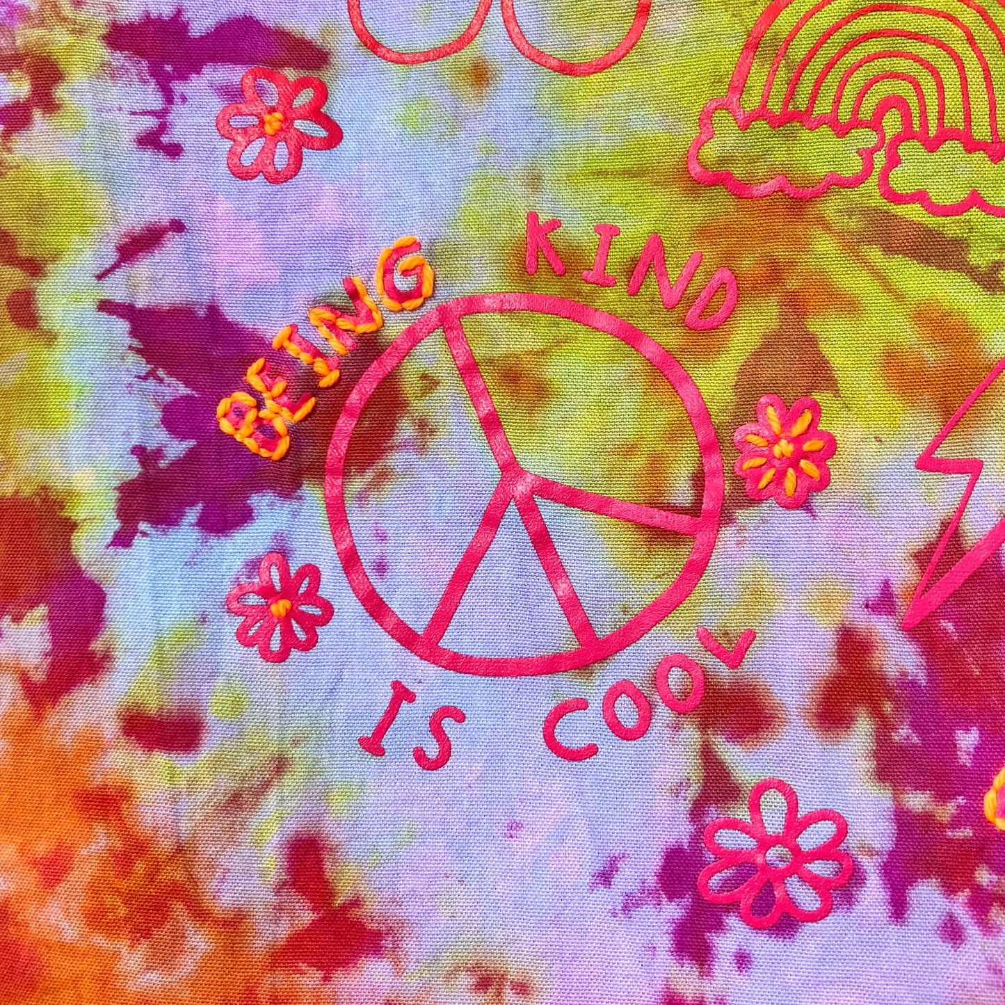 hippie heart tie dye wall hanging - sunset
