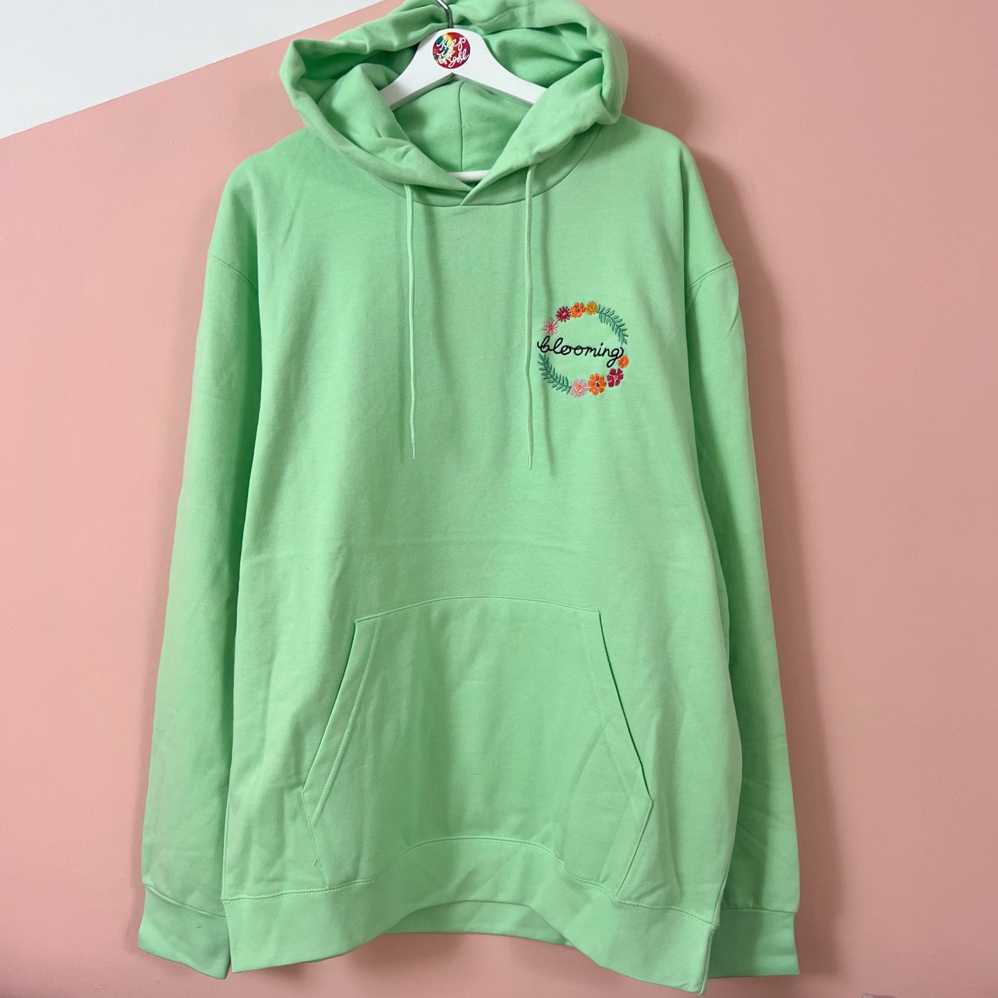 blooming embroidered hoodie - mint
