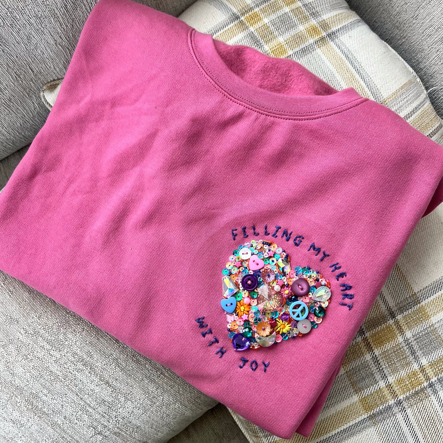 filling my heart with joy - hand-embellished sweatshirt