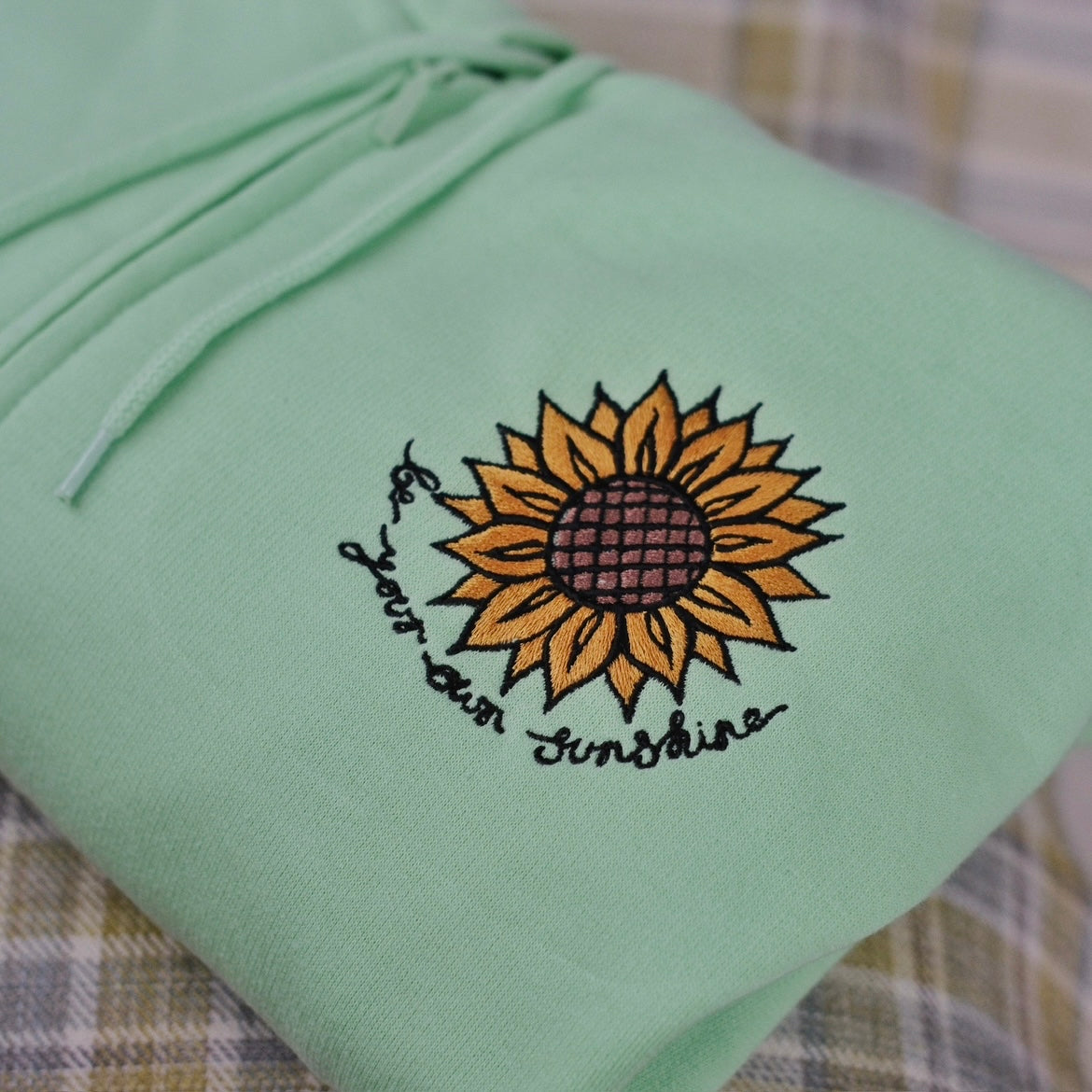 be your own sunshine embroidered zip-up hoodie - mint