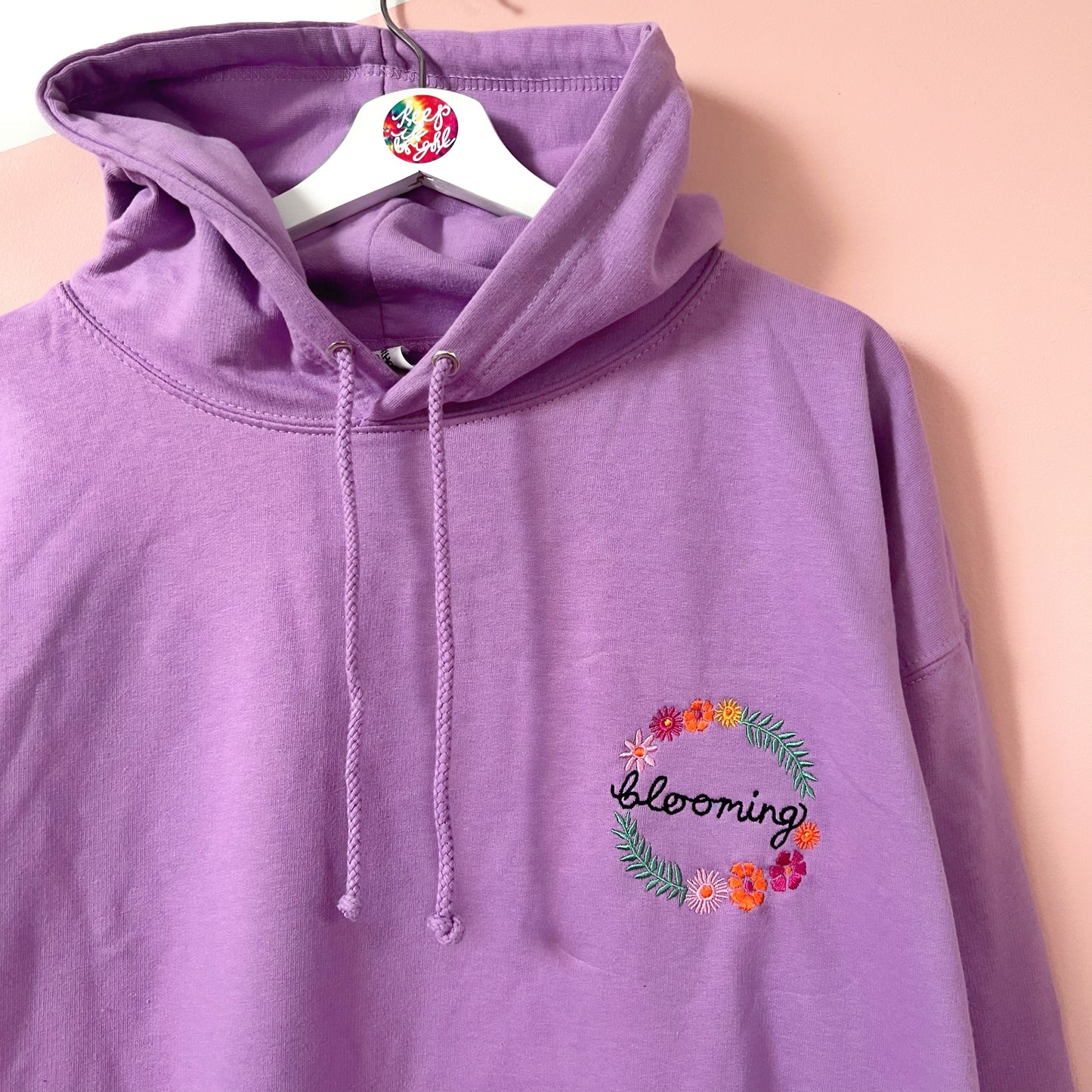 blooming embroidered hoodie - lilac