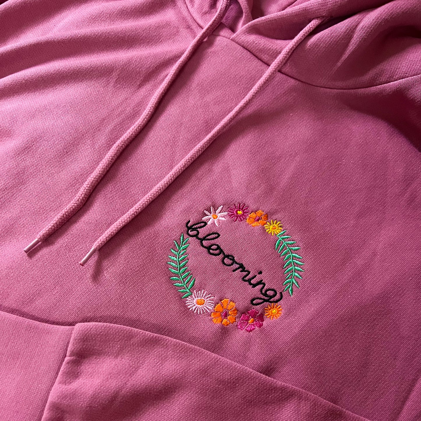 blooming embroidered hoodie - deep pink