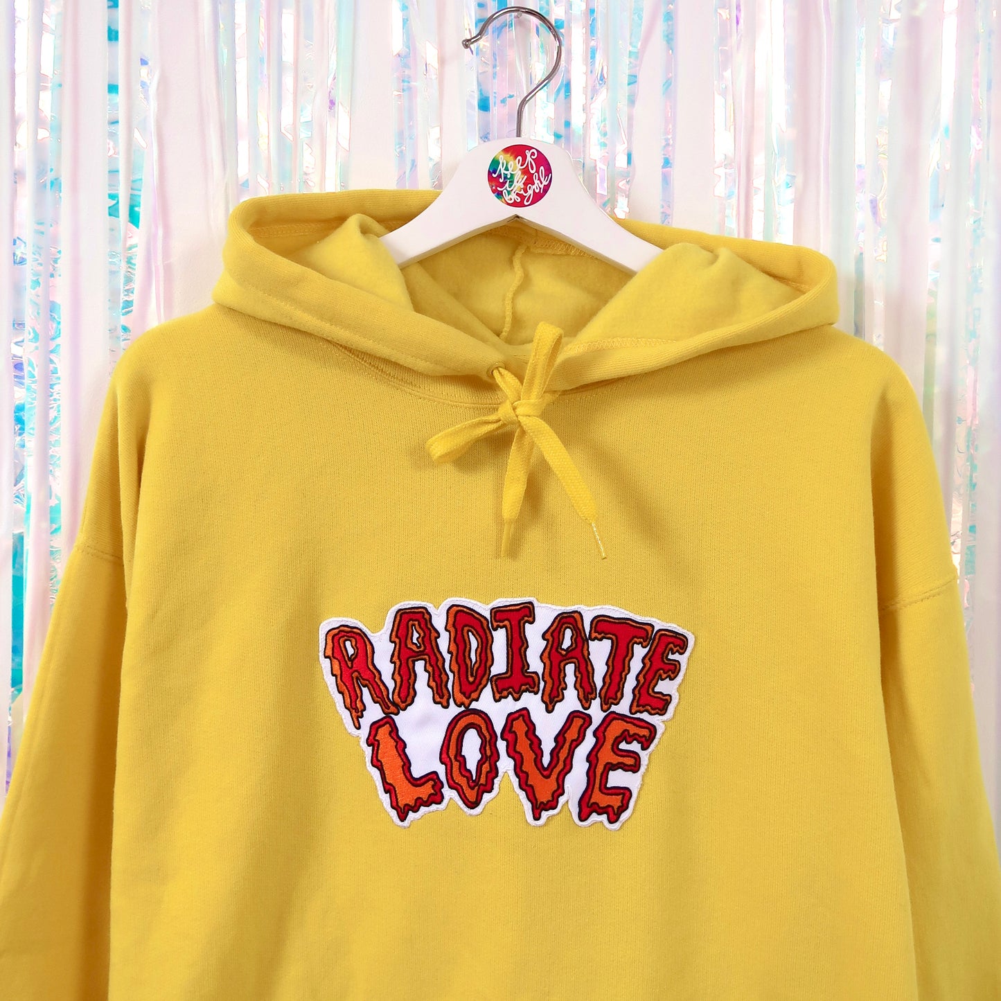 radiate love embroidered hoodie - lemon yellow