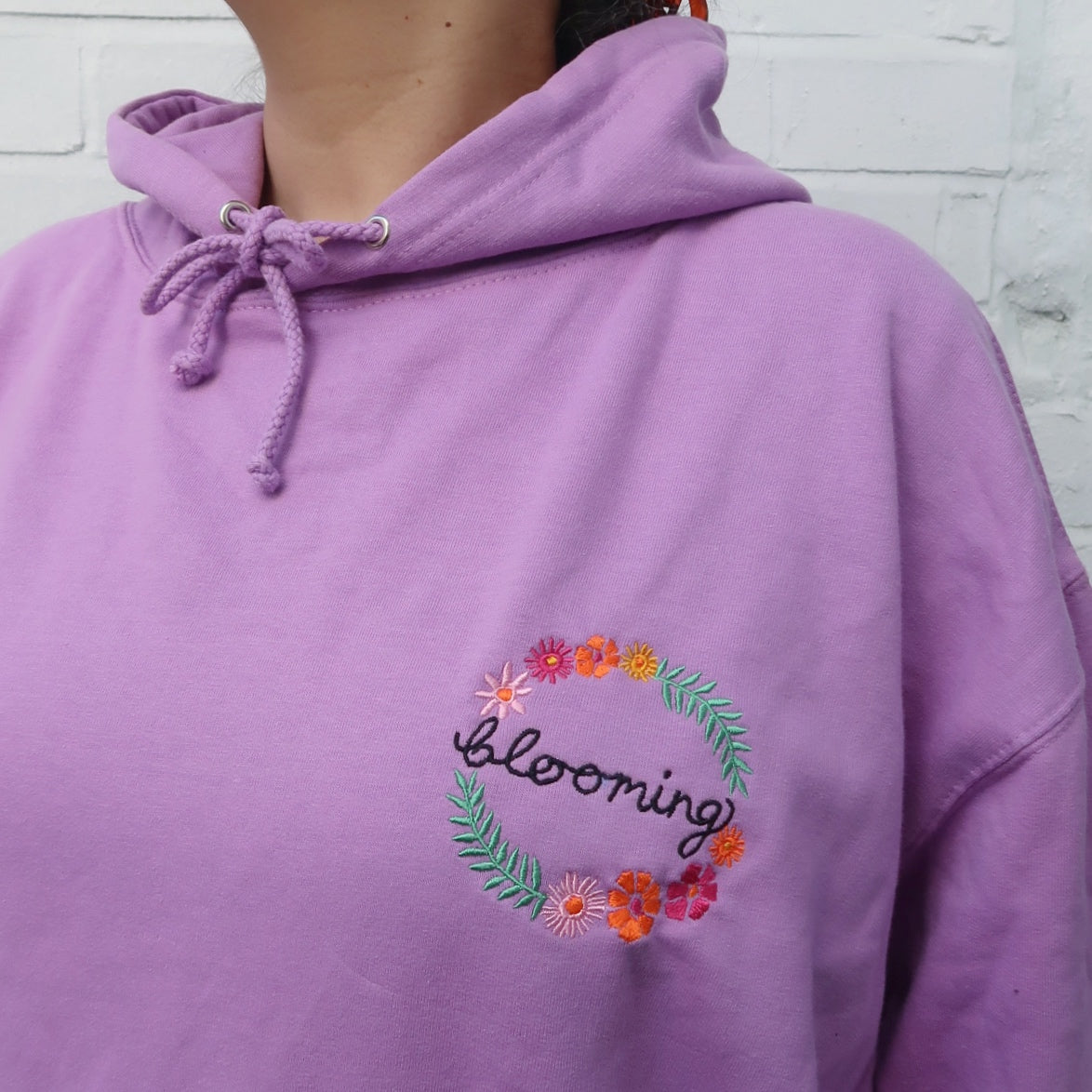 blooming embroidered hoodie - lilac