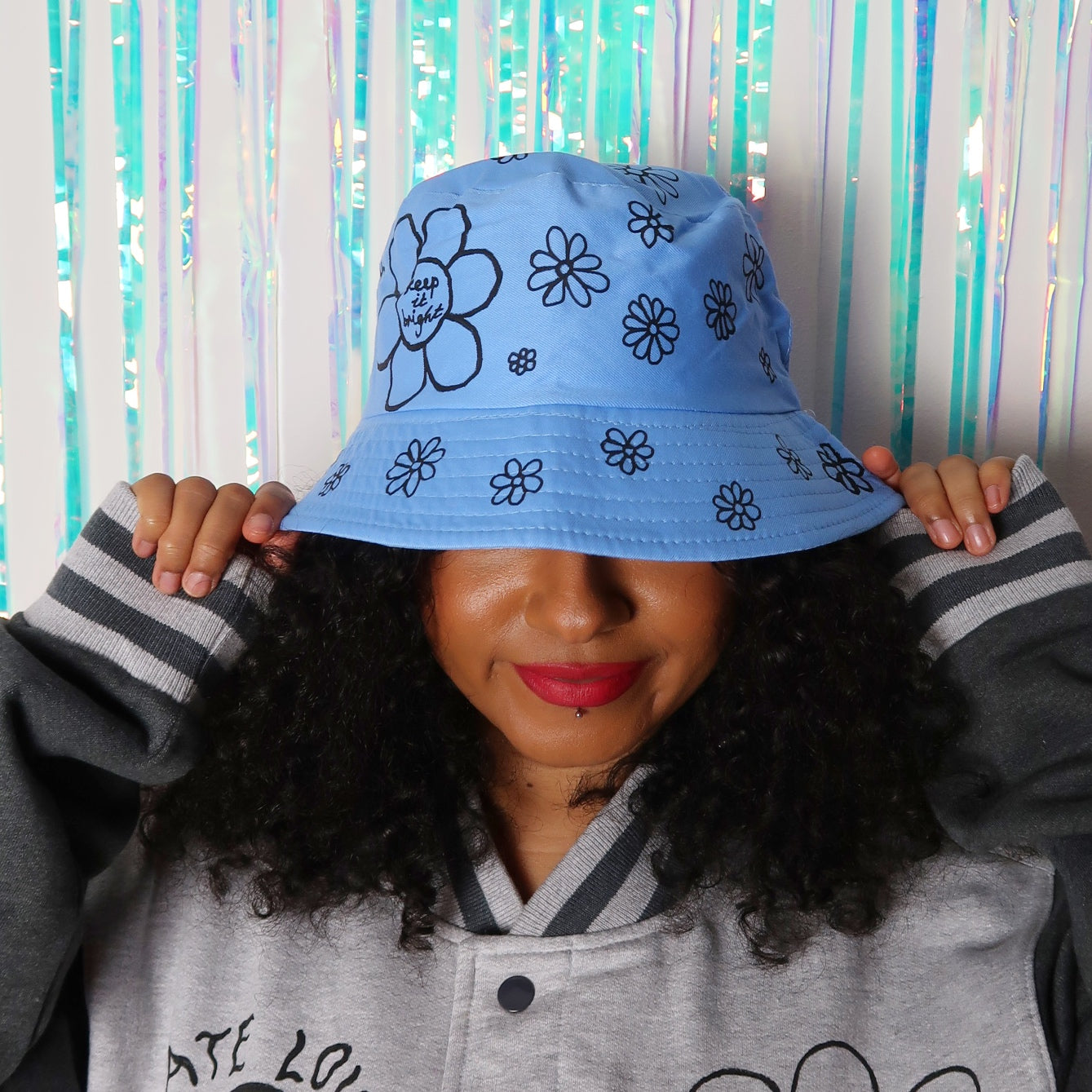 hippie heart bucket hat - blue v.2