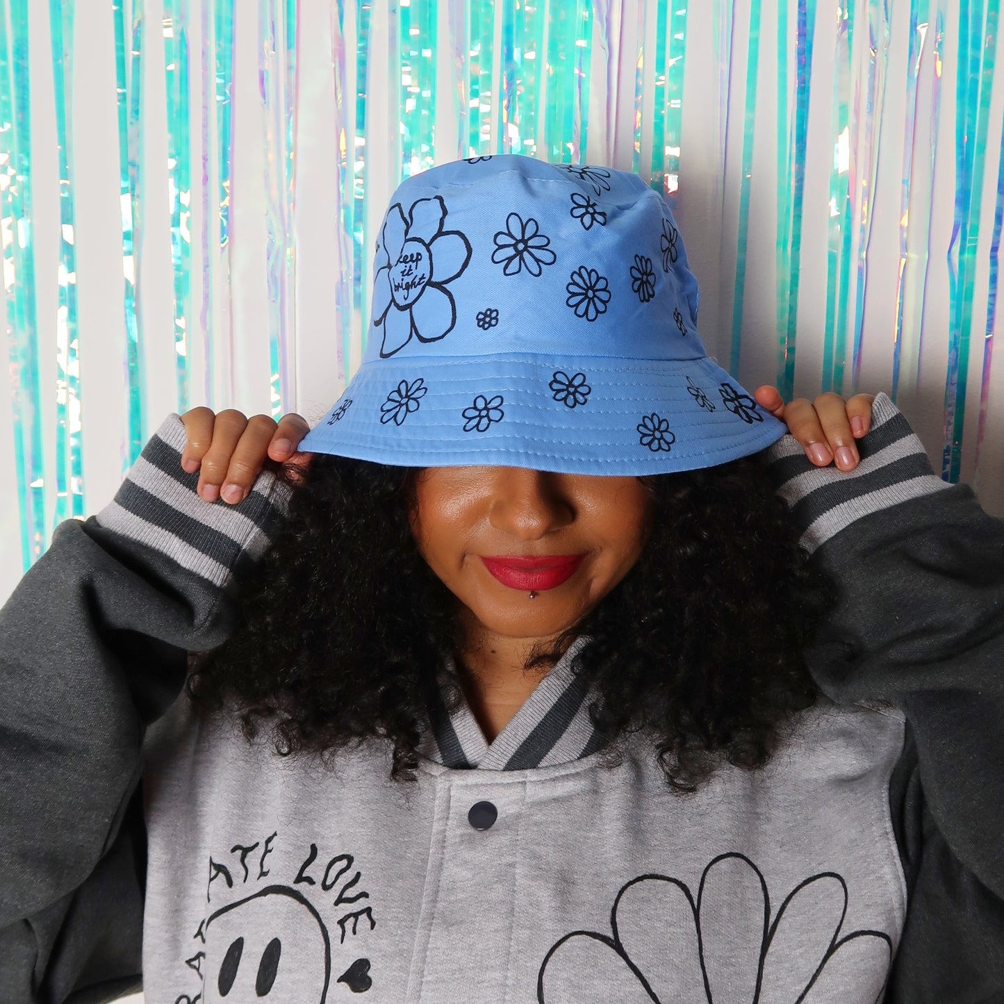 hippie heart bucket hat - blue v.2