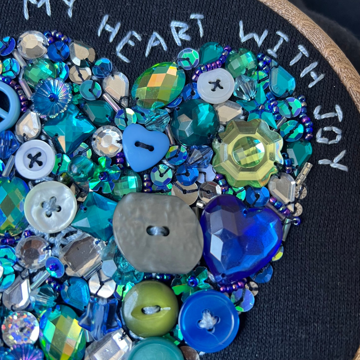 filling my heart with joy - hand-embellished sweatshirt - navy