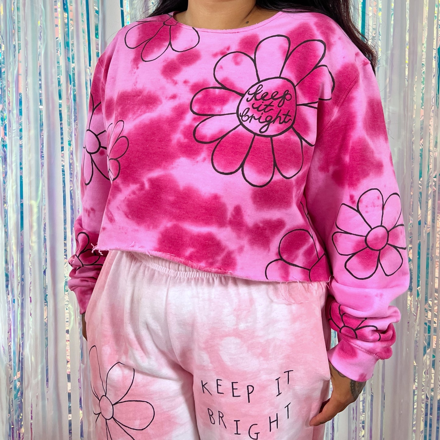 flower power tie-dye crop sweatshirt
