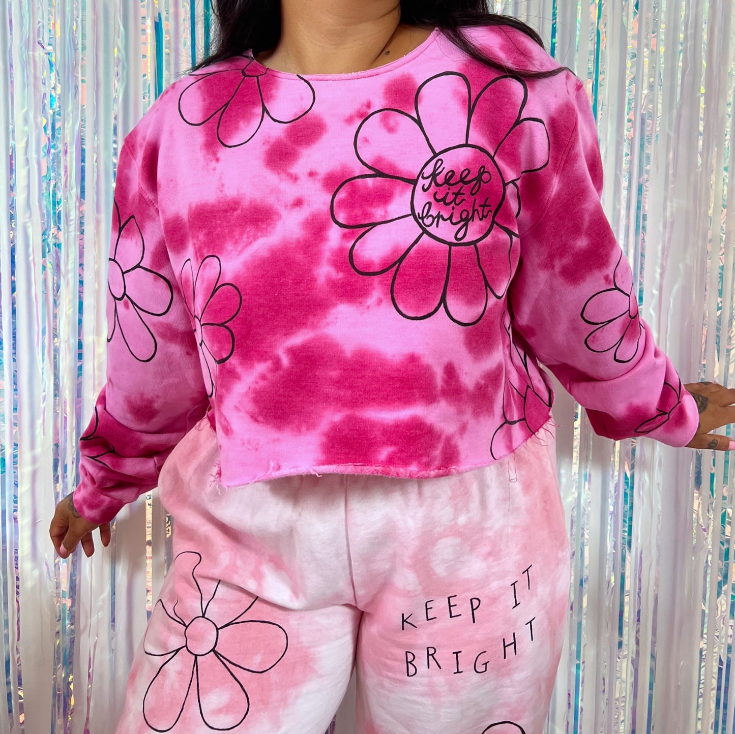 flower power tie-dye crop sweatshirt